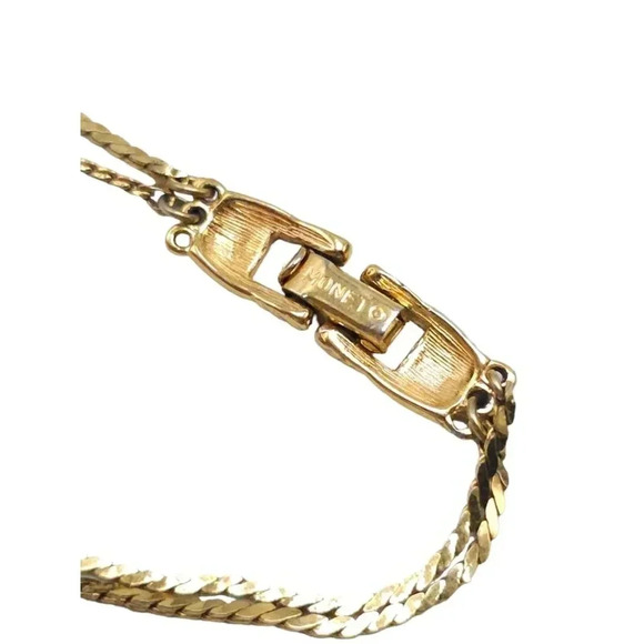 Monet Double-Layer Station Bead Chain Necklace Gold Tone Vintage 18.5 in - Picture 4 of 5